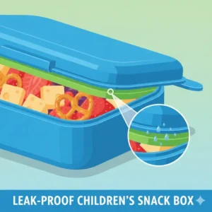 Close-up illustration highlighting the leak-proof seal and design of durable childrens snack boxes.