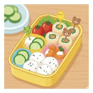 Silicone cupcake liners and cute animal bento picks, excellent lunch box accessories for separating food and making meals fun for kids.