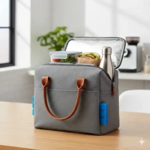 Stylish insulated lunch bag perfect for adults to keep meals fresh and cold at the office; a necessary lunch accessories item.