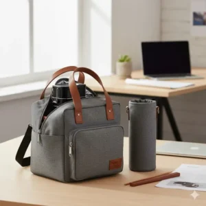 Stylish, durable lunch bag designed specifically to hold a multi-tier bento box.