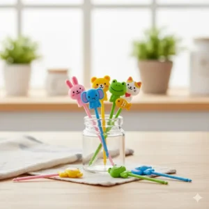 Assortment of decorative, animal-themed food picks and skewers, great bento box accessories for kids' lunches.