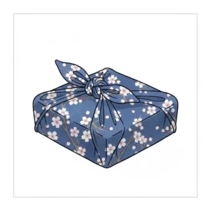An illustration of a traditional japanese lunch bag using Furoshiki wrapping cloth.