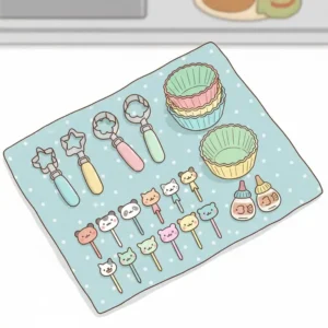 Decorative tools and colorful accessories used to style a cute bento box.