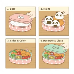 A step-by-step guide on how to pack and organize a cute bento box perfectly.