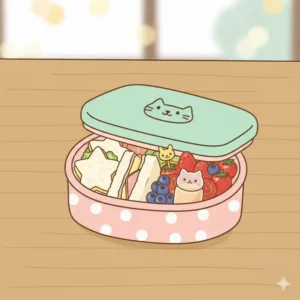 A healthy school lunch idea featuring a cute bento box with star-shaped sandwiches.