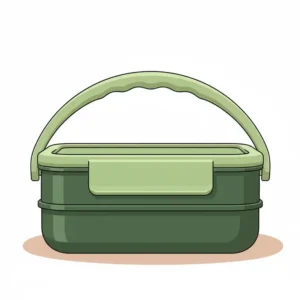 Close-up illustration focusing on the sturdy and ergonomic design of a bento box with handle.