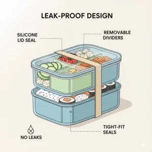 A cross-section highlighting the leak-proof seals found in premium cute bento boxes for adults.