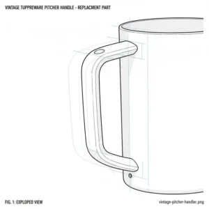 An illustration of a vintage pitcher showing the specific design of the tupperware handle for replacement identification.
