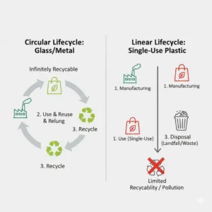 A diagram illustrating the sustainable and circular lifecycle of high-quality eco friendly storage containers.