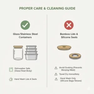 A step-by-step guide on the proper way to wash and maintain eco friendly storage containers for longevity.