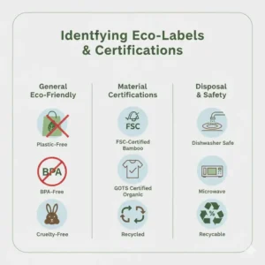 A list of official eco-labels and safety certifications to look for when buying eco friendly storage containers.