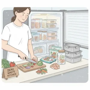 A person prepping healthy meals to be kept in eco friendly freezer storage to reduce waste.