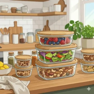 Reusable silicone bags as part of the best eco friendly food storage containers for flexible fridge storage.