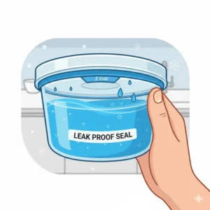 A close-up of the airtight silicone seal on 2 cup freezer containers to prevent leaks and freezer burn.