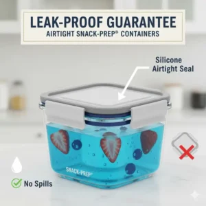 A close-up detail of the silicone airtight seal on 1 cup food storage containers preventing any liquid spills.
