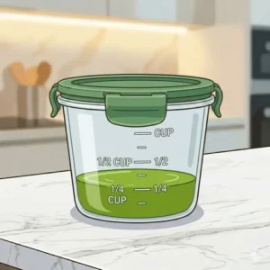 Clear measurement markings on the side of 1 2 cup containers with lids for precision.