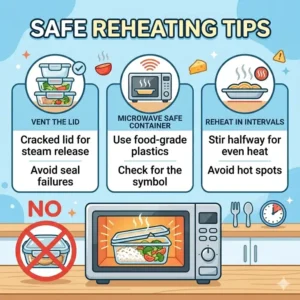 A step-by-step assembly diagram for a prepped lunch box to keep ingredients fresh and organized.