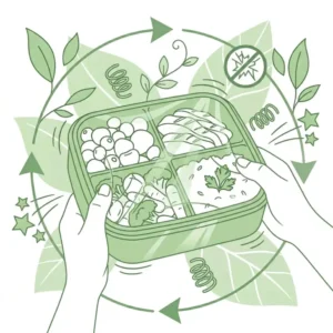 Vector illustration demonstrating the flexible and unbreakable design of a high-quality silicone bento box container.