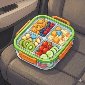 A collapsible silicone toddler snack container made from BPA-free material in a modern pastel color.